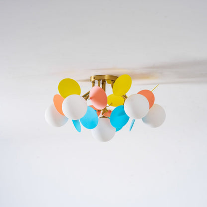 Ceiling Lamp Modern with Pastel Acrylic Discs and Globe Shades