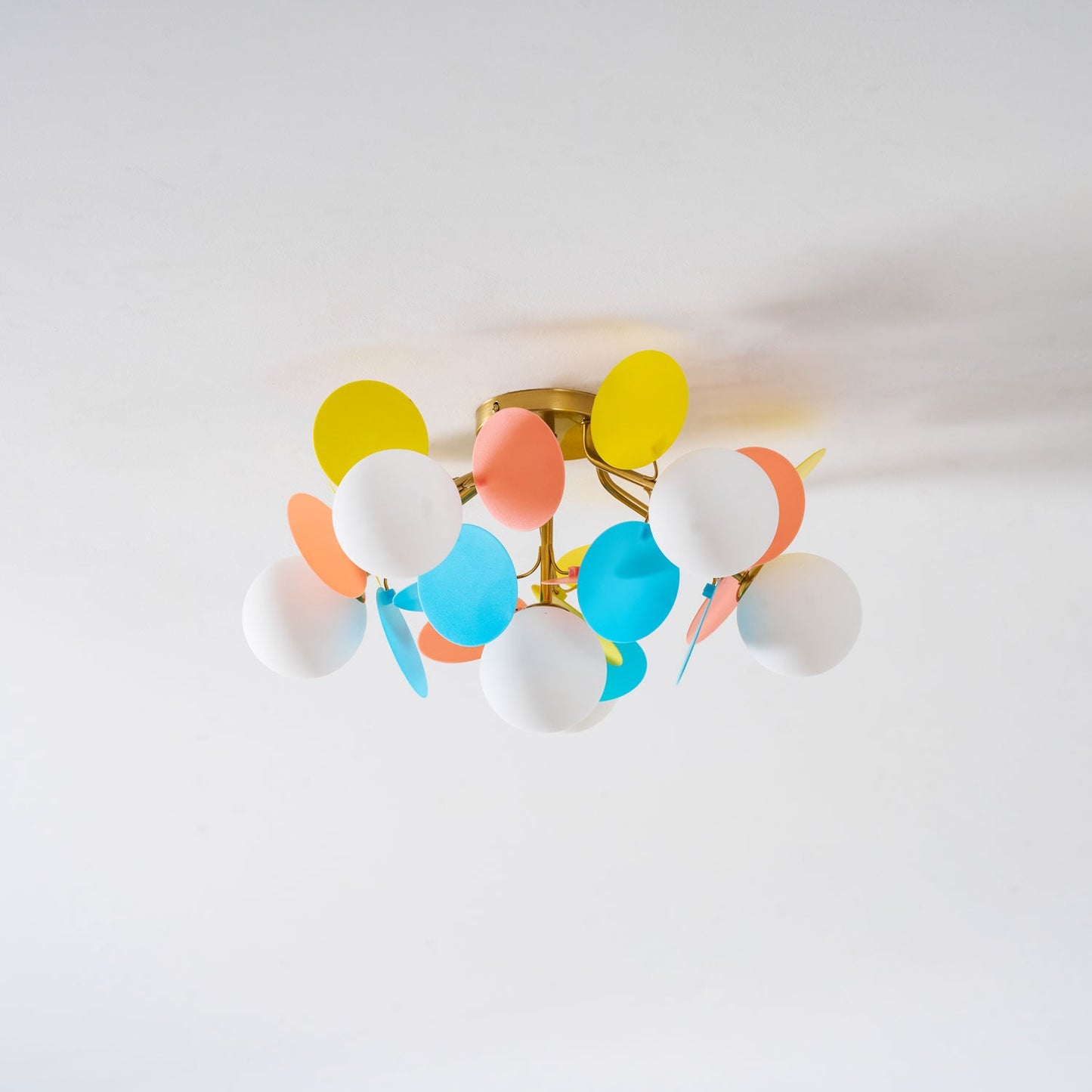 Ceiling Lamp Modern with Pastel Acrylic Discs and Globe Shades