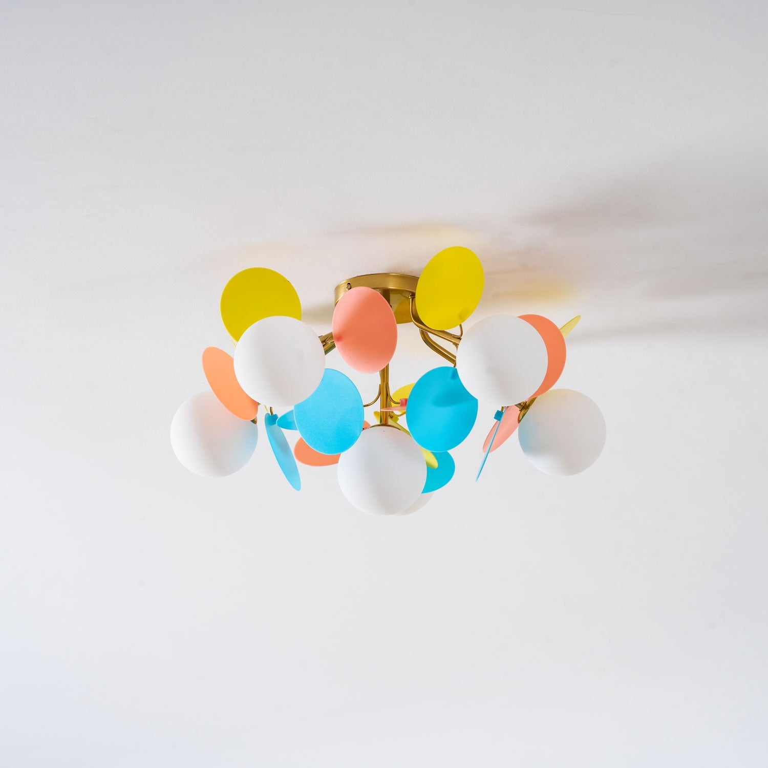 Ceiling Lamp Modern with Pastel Acrylic Discs and Globe Shades