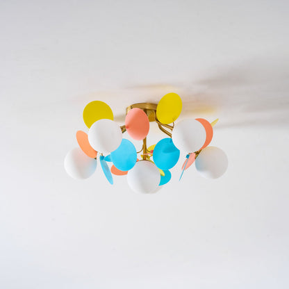 Ceiling Lamp Modern with Pastel Acrylic Discs and Globe Shades