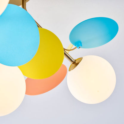Ceiling Lamp Modern with Pastel Acrylic Discs and Globe Shades