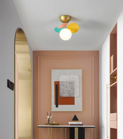 Ceiling Lamp Modern with Pastel Acrylic Discs and Globe Shades