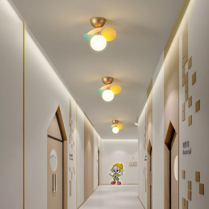 Ceiling Lamp Modern with Pastel Acrylic Discs and Globe Shades