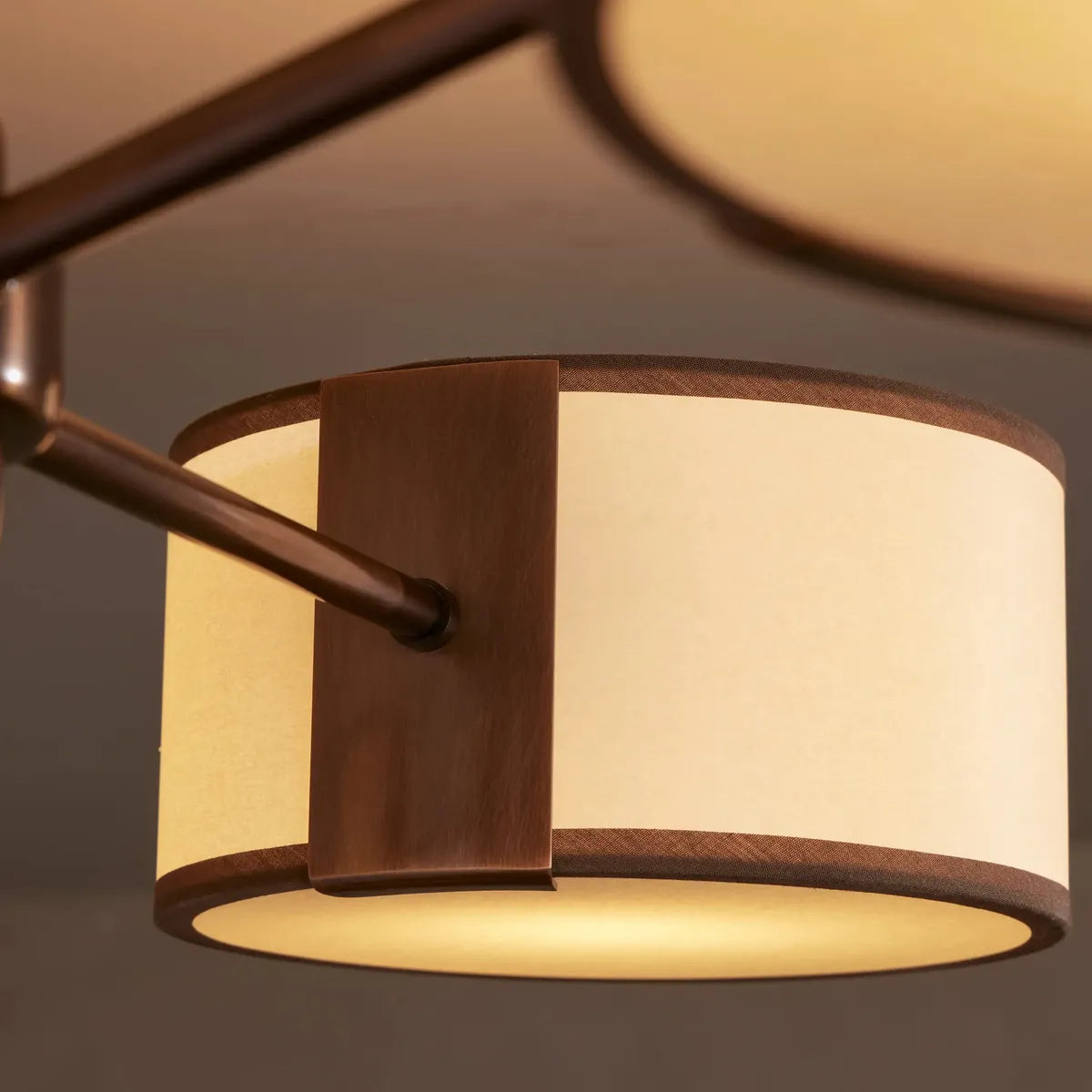 Ceiling Lamp Modern with Three Drum Shades and Fabric Diffusers