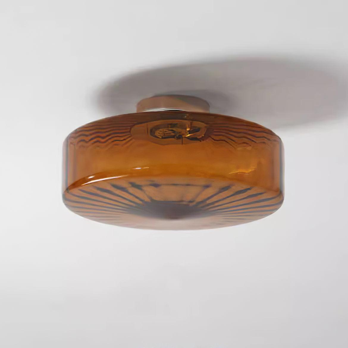 Ceiling Lamp Retro Bohemian Glass Shade with Sunray Pattern