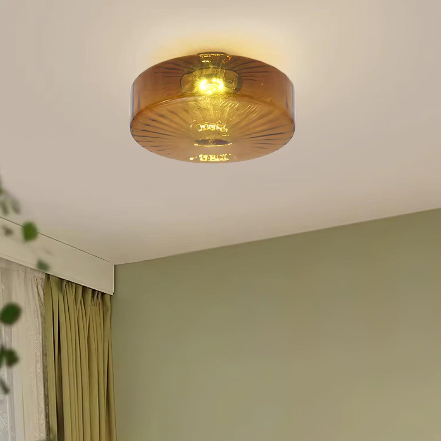 Ceiling Lamp Retro Bohemian Glass Shade with Sunray Pattern