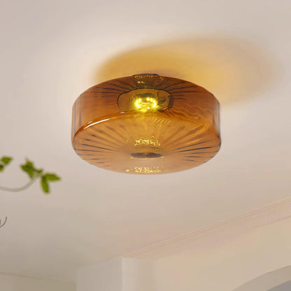 Ceiling Lamp Retro Bohemian Glass Shade with Sunray Pattern