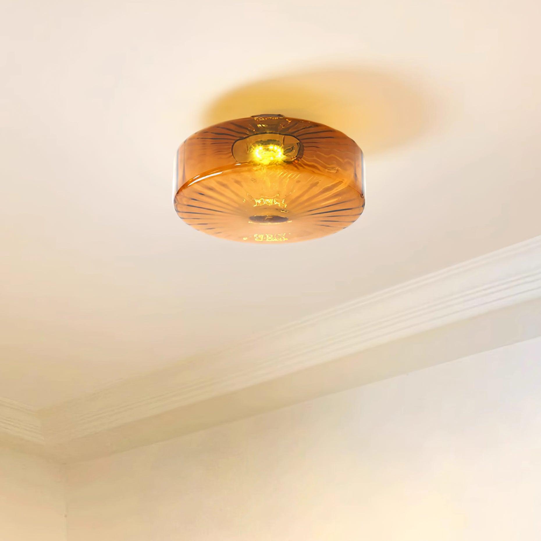 Ceiling Lamp Retro Bohemian Glass Shade with Sunray Pattern