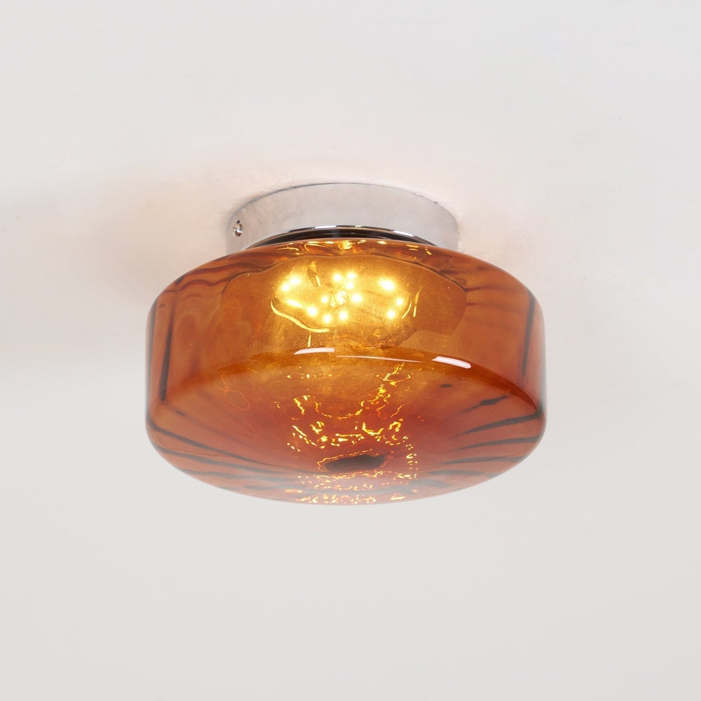 Ceiling Lamp Retro Bohemian Glass Shade with Sunray Pattern