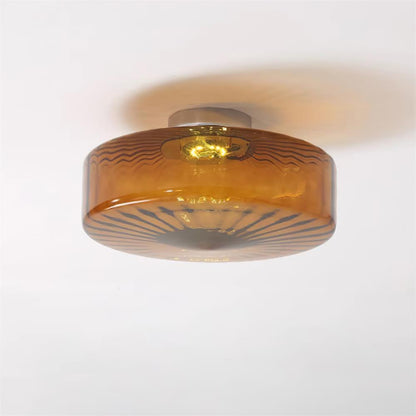 Ceiling Lamp Retro Bohemian Glass Shade with Sunray Pattern