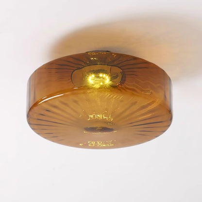 Ceiling Lamp Retro Bohemian Glass Shade with Sunray Pattern