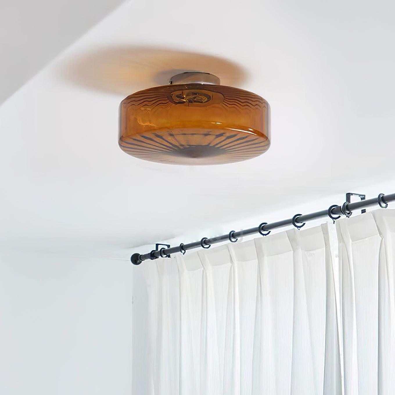 Ceiling Lamp Retro Bohemian Glass Shade with Sunray Pattern