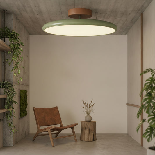 Ceiling Lamp Retro Round with Integrated LED and Low-Profile Disk Design