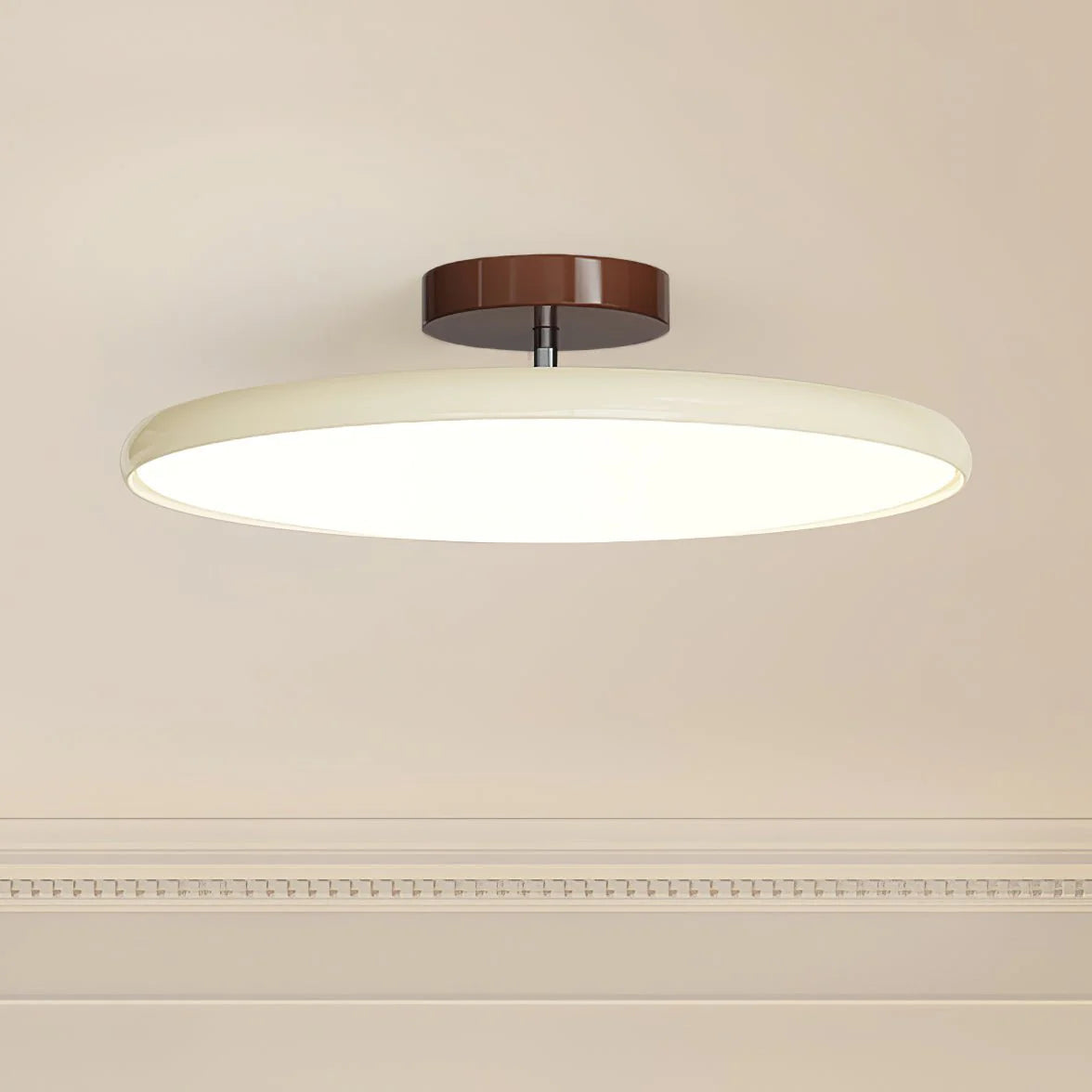 Ceiling Lamp Retro Round with Integrated LED and Low-Profile Disk Design