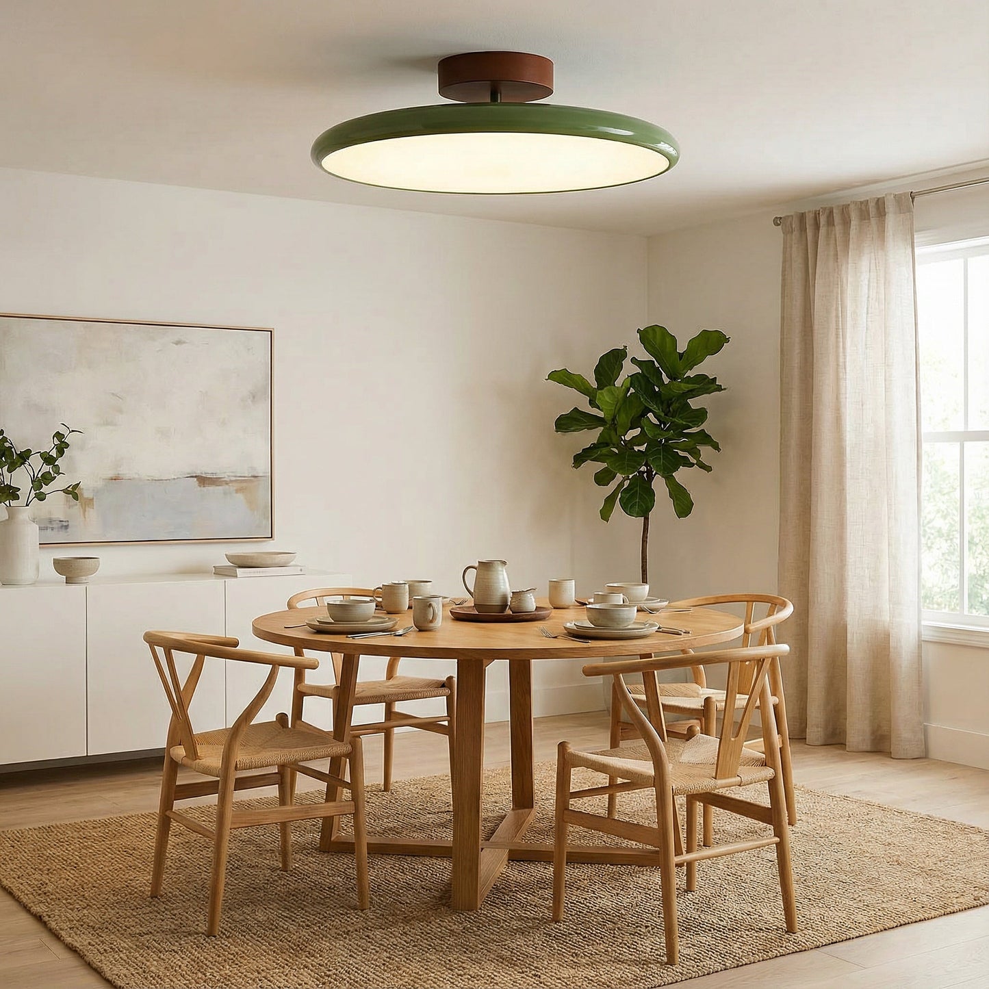 Ceiling Lamp Retro Round with Integrated LED and Low-Profile Disk Design
