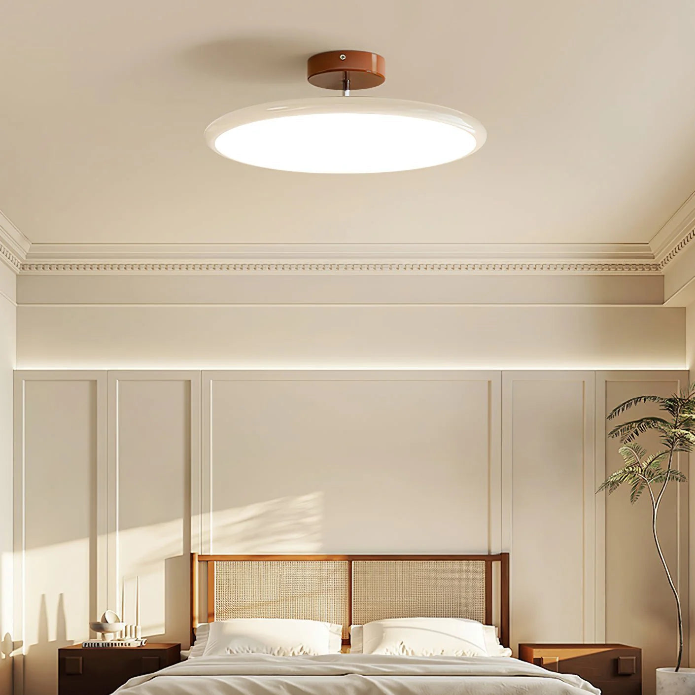 Ceiling Lamp Retro Round with Integrated LED and Low-Profile Disk Design