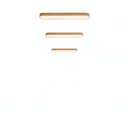 Ceiling Lamp Scandinavian LED Flush Mount with Wood-Grain Finish and Rounded Oblong Shape