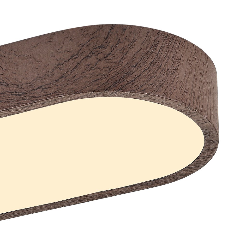 Ceiling Lamp Scandinavian LED Flush Mount with Wood-Grain Finish and Rounded Oblong Shape