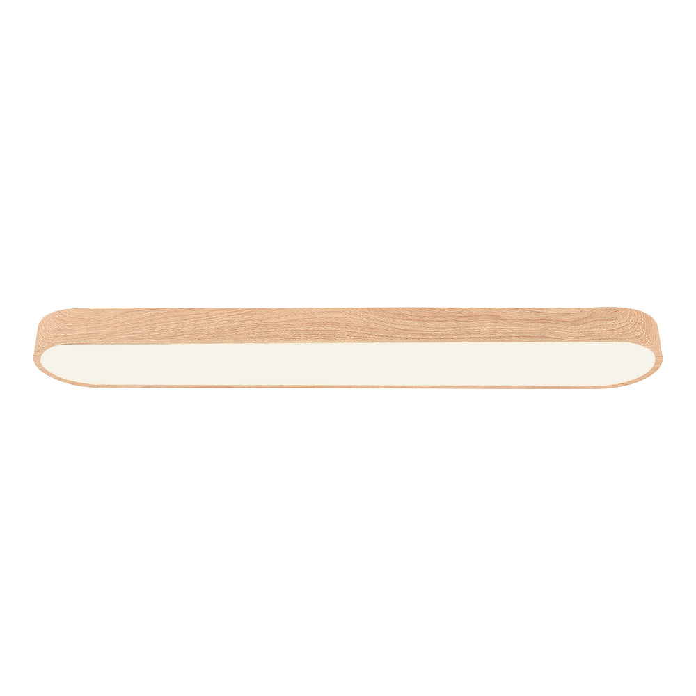 Ceiling Lamp Scandinavian LED Flush Mount with Wood-Grain Finish and Rounded Oblong Shape