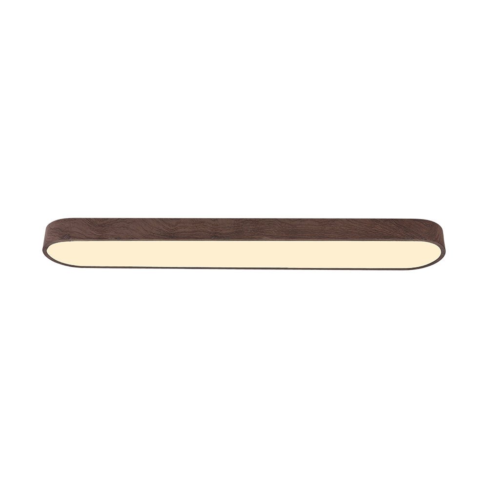 Ceiling Lamp Scandinavian LED Flush Mount with Wood-Grain Finish and Rounded Oblong Shape