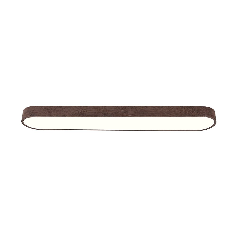 Ceiling Lamp Scandinavian LED Flush Mount with Wood-Grain Finish and Rounded Oblong Shape