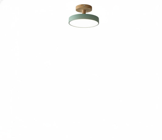Ceiling Lamp Scandinavian Round Flush Mount with Wood Canopy and Integrated LED