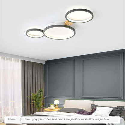 Ceiling Lamp Scandinavian with Linked Round Heads and Wood Accents