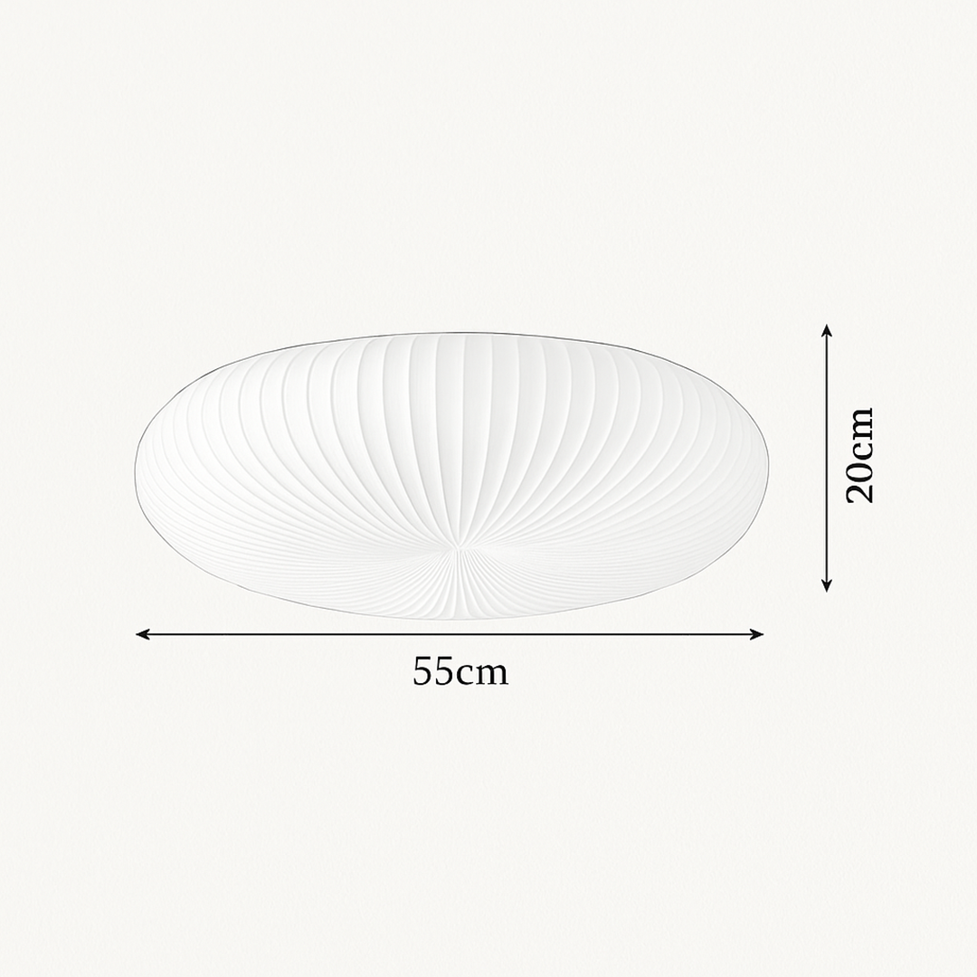 Ceiling Lamp Scandinavian with Pleated Oval Shade and Integrated LED