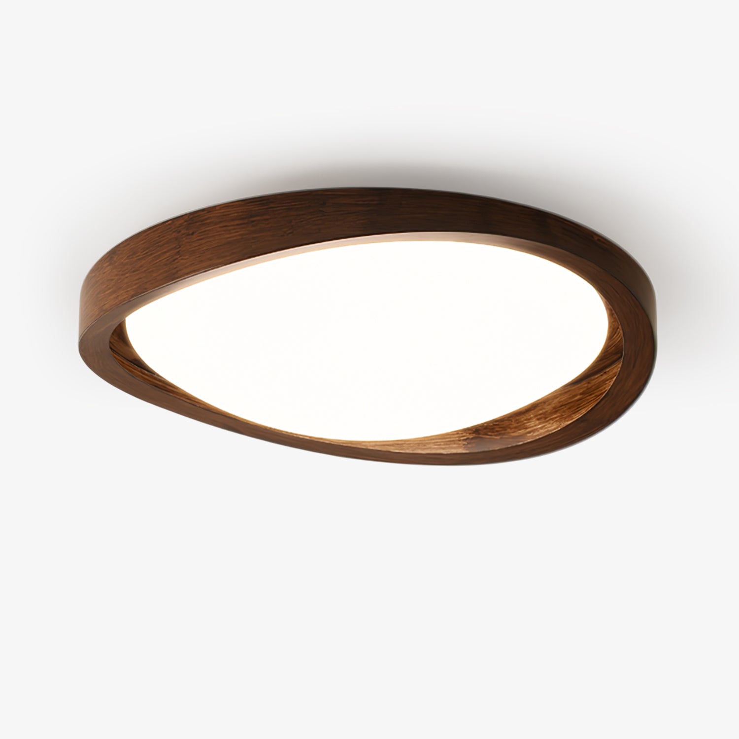 Ceiling Lamp Scandinavian with Twisted Wood Ring Frame and Integrated LED