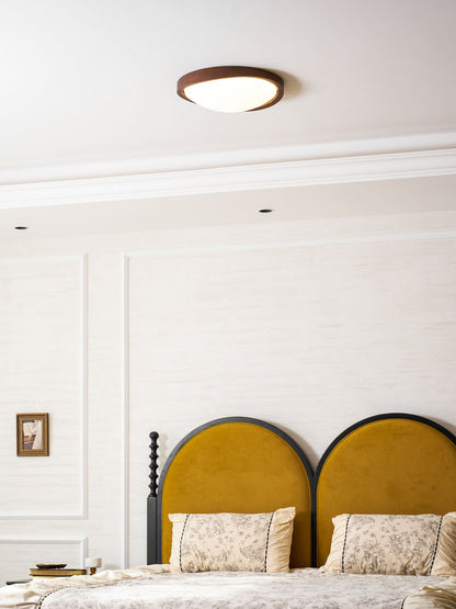 Ceiling Lamp Scandinavian with Twisted Wood Ring Frame and Integrated LED