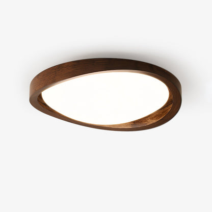 Ceiling Lamp Scandinavian with Twisted Wood Ring Frame and Integrated LED