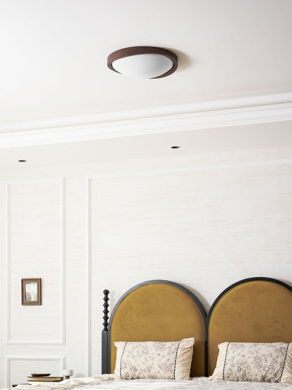 Ceiling Lamp Scandinavian with Twisted Wood Ring Frame and Integrated LED