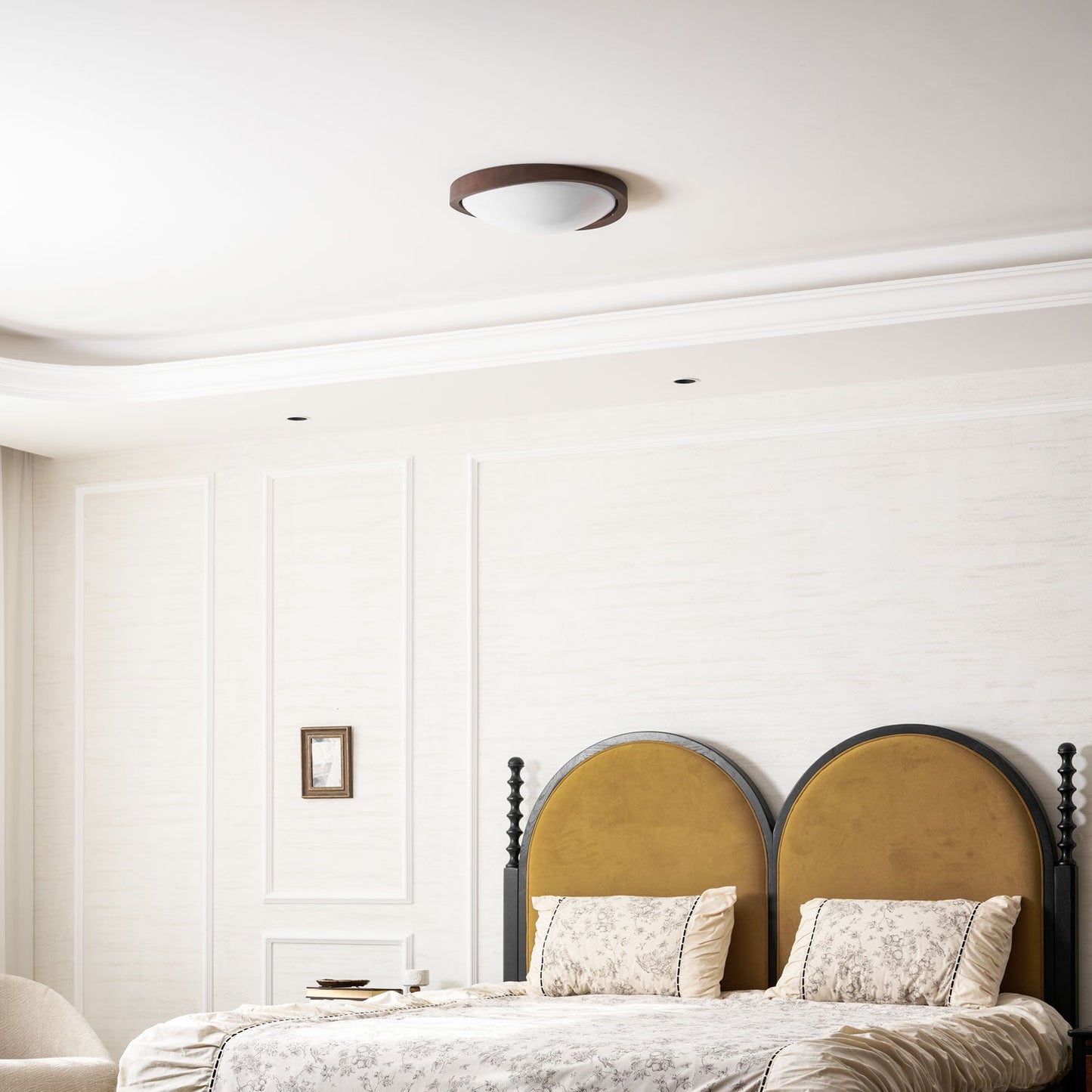 Ceiling Lamp Scandinavian with Twisted Wood Ring Frame and Integrated LED