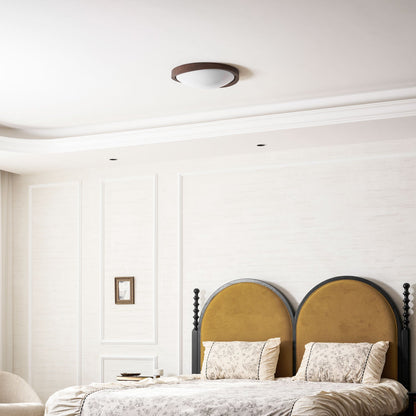 Ceiling Lamp Scandinavian with Twisted Wood Ring Frame and Integrated LED