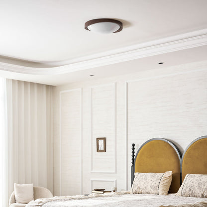 Ceiling Lamp Scandinavian with Twisted Wood Ring Frame and Integrated LED