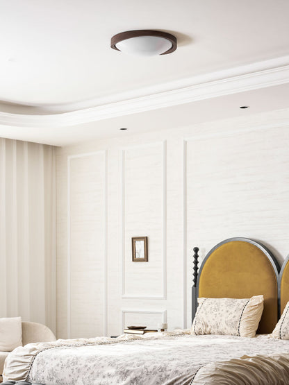 Ceiling Lamp Scandinavian with Twisted Wood Ring Frame and Integrated LED