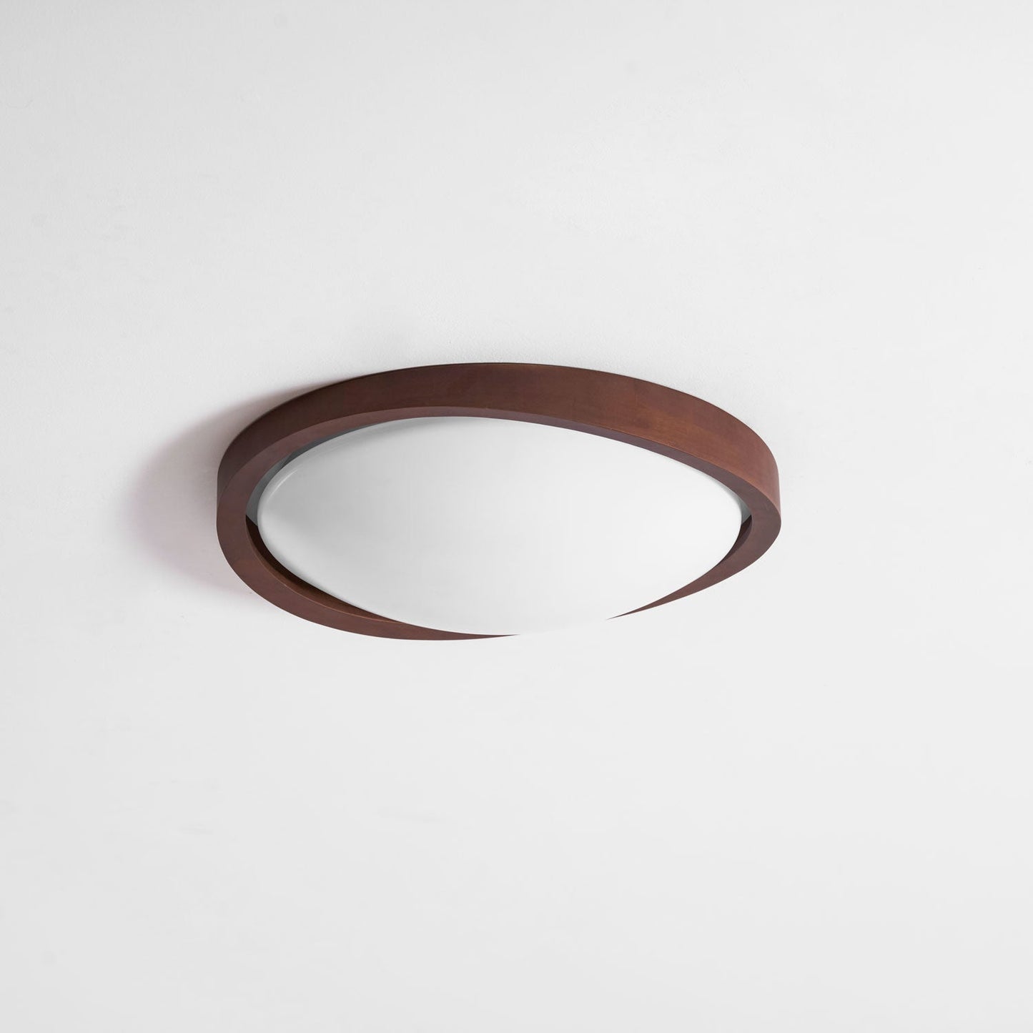 Ceiling Lamp Scandinavian with Twisted Wood Ring Frame and Integrated LED