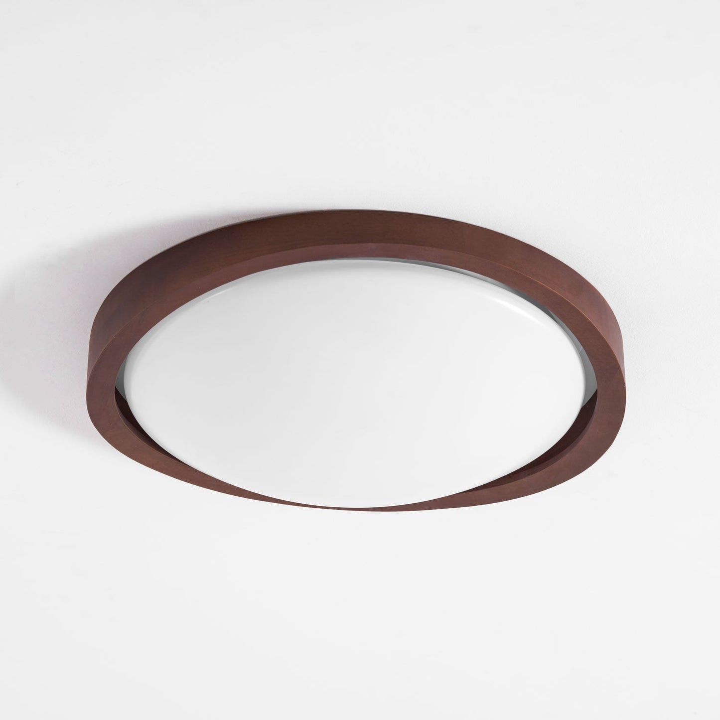 Ceiling Lamp Scandinavian with Twisted Wood Ring Frame and Integrated LED