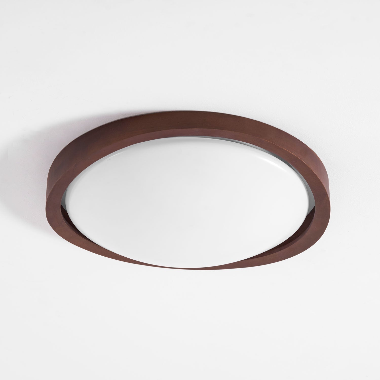 Ceiling Lamp Scandinavian with Twisted Wood Ring Frame and Integrated LED