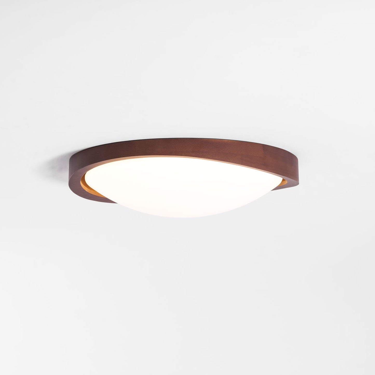 Ceiling Lamp Scandinavian with Twisted Wood Ring Frame and Integrated LED