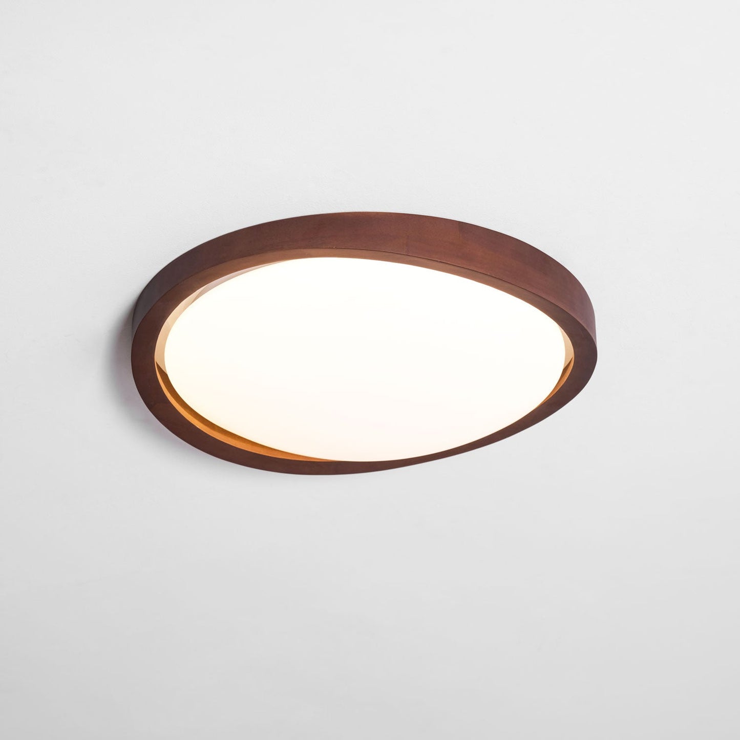Ceiling Lamp Scandinavian with Twisted Wood Ring Frame and Integrated LED