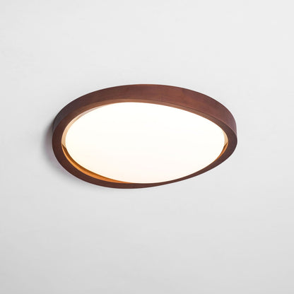 Ceiling Lamp Scandinavian with Twisted Wood Ring Frame and Integrated LED
