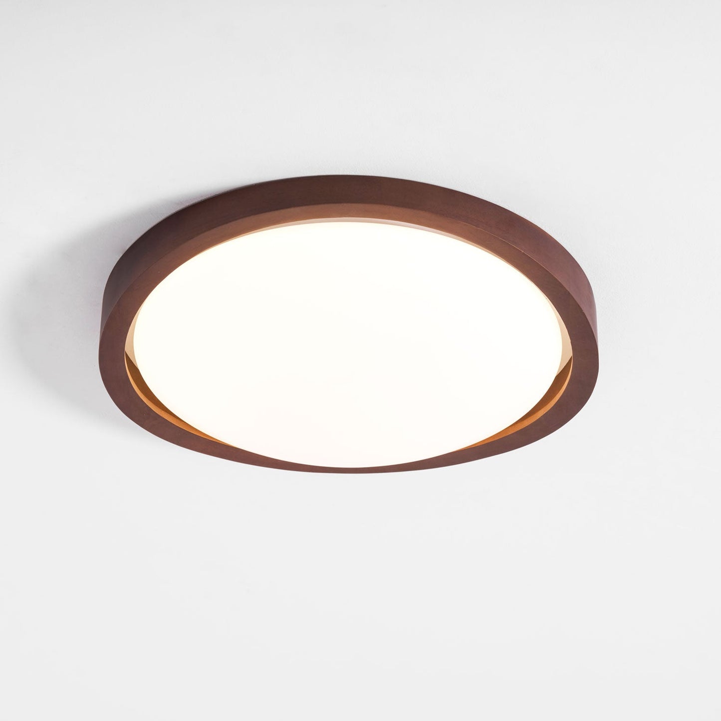Ceiling Lamp Scandinavian with Twisted Wood Ring Frame and Integrated LED
