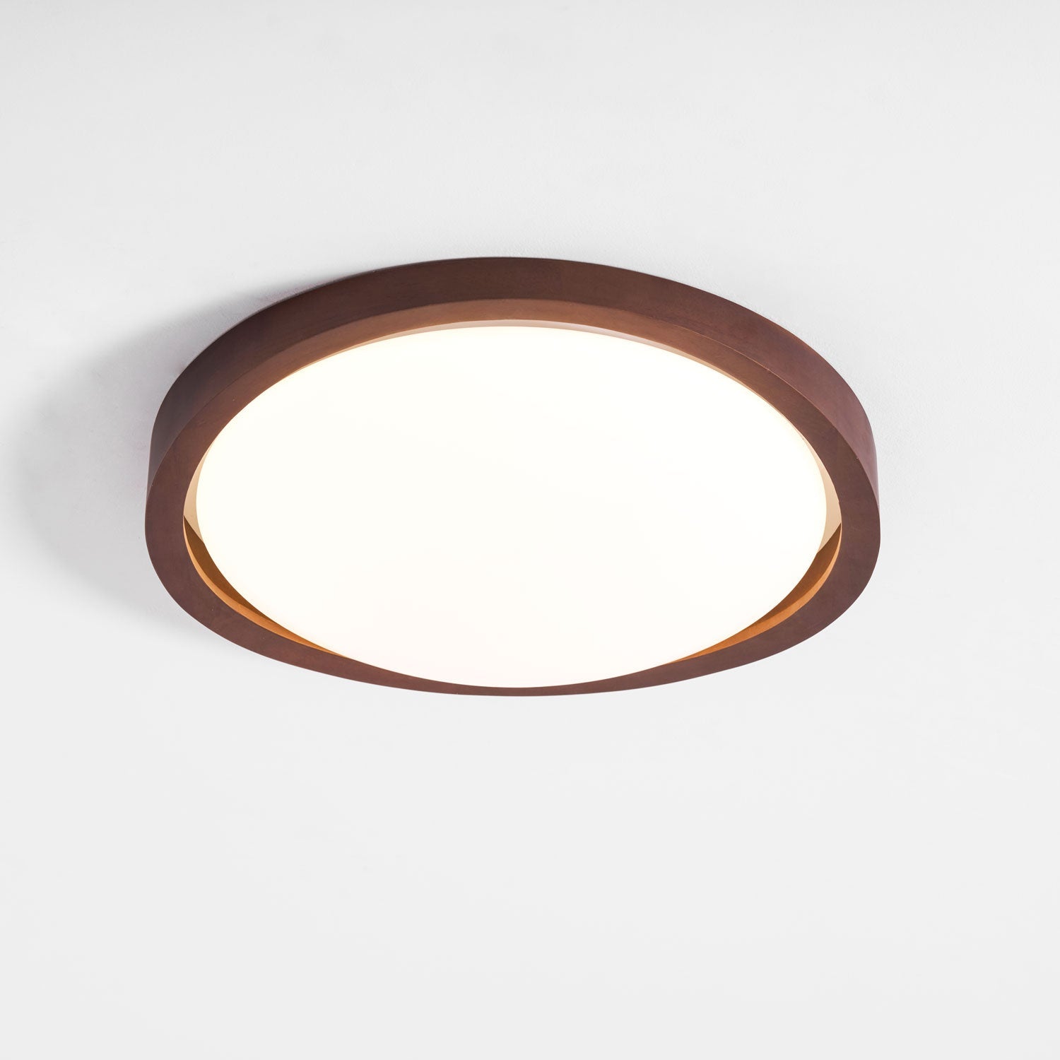 Ceiling Lamp Scandinavian with Twisted Wood Ring Frame and Integrated LED