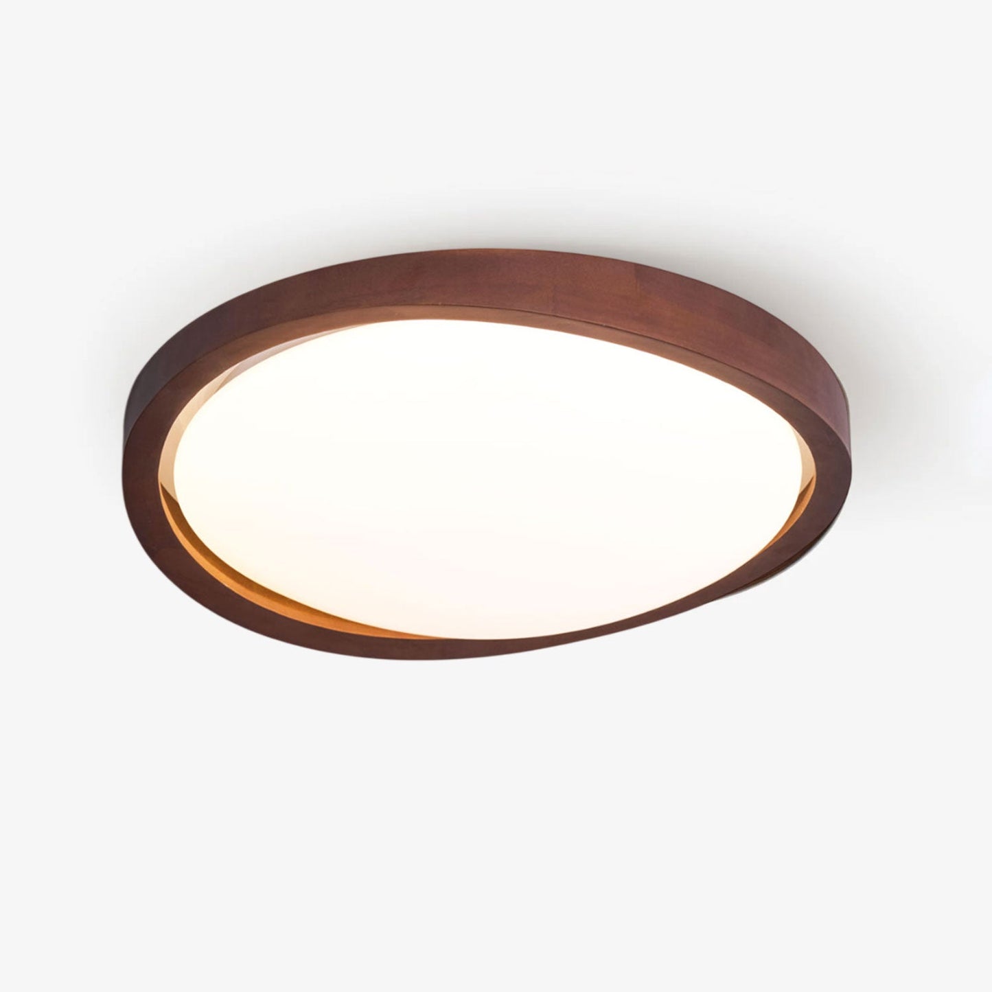 Ceiling Lamp Scandinavian with Twisted Wood Ring Frame and Integrated LED