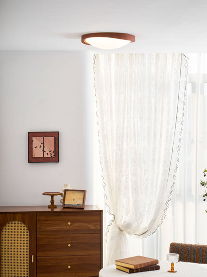 Ceiling Lamp Scandinavian with Twisted Wood Ring Frame and Integrated LED