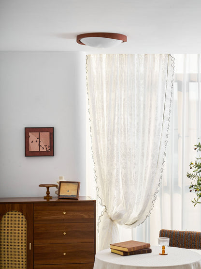 Ceiling Lamp Scandinavian with Twisted Wood Ring Frame and Integrated LED