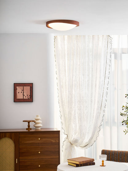 Ceiling Lamp Scandinavian with Twisted Wood Ring Frame and Integrated LED