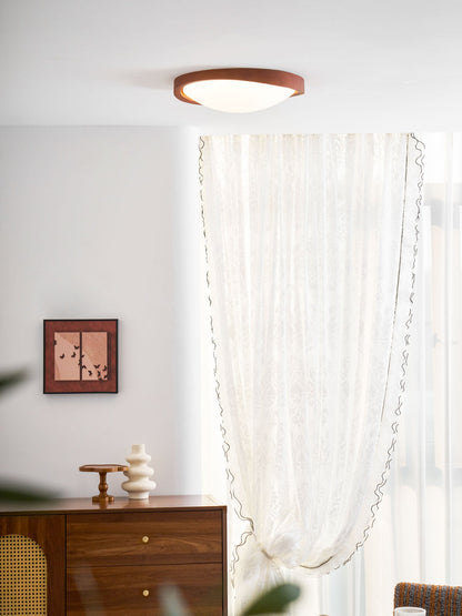 Ceiling Lamp Scandinavian with Twisted Wood Ring Frame and Integrated LED