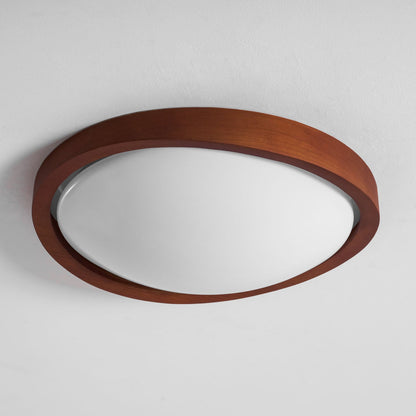 Ceiling Lamp Scandinavian with Twisted Wood Ring Frame and Integrated LED